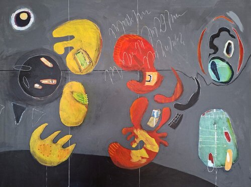 Über Schweben und Halt - About Floating and Holding On by Evelyn Marschall-Gebhard, Painting for Sale on Select