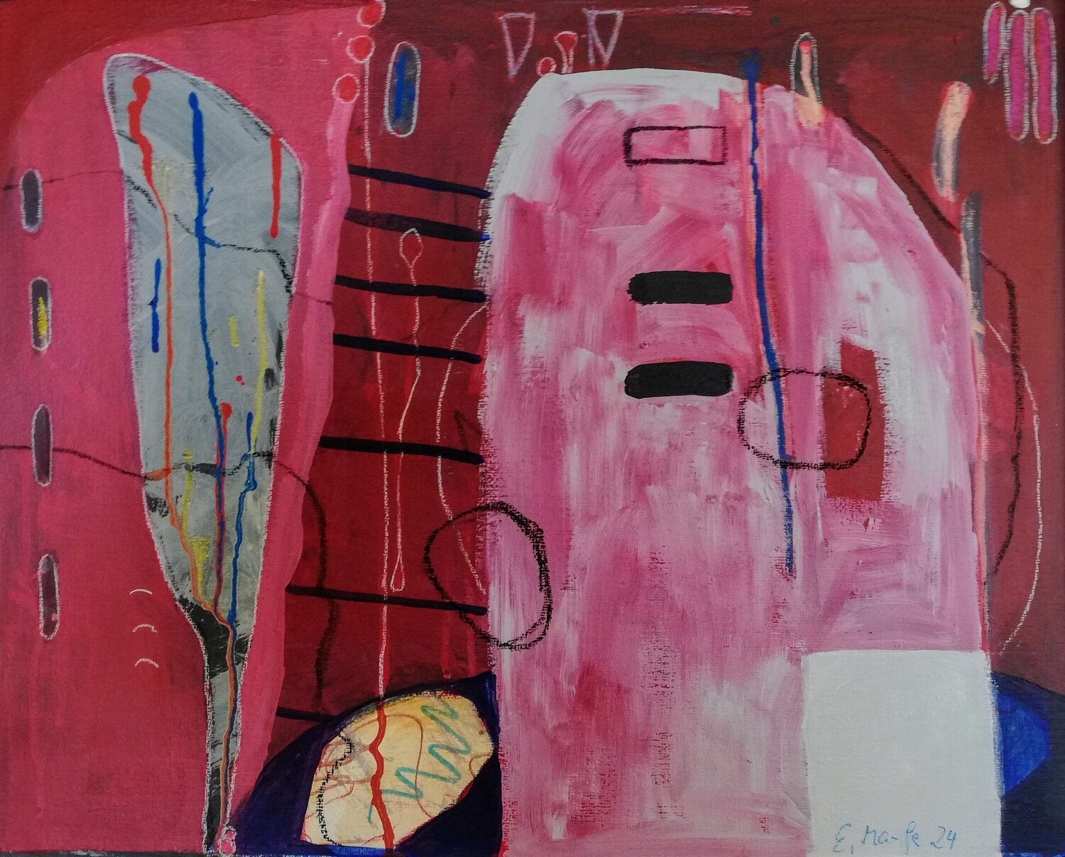 Big Pink (Großes Rosa) Evelyn Marschall-Gebhard Original painting for sale