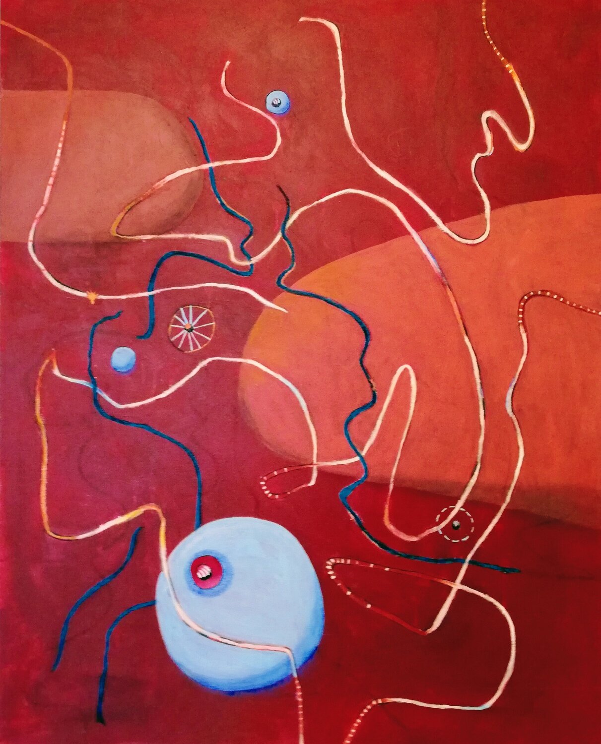 Following the Trail/ Kosmische Spurensuche Evelyn Marschall-Gebhard Original painting for sale
