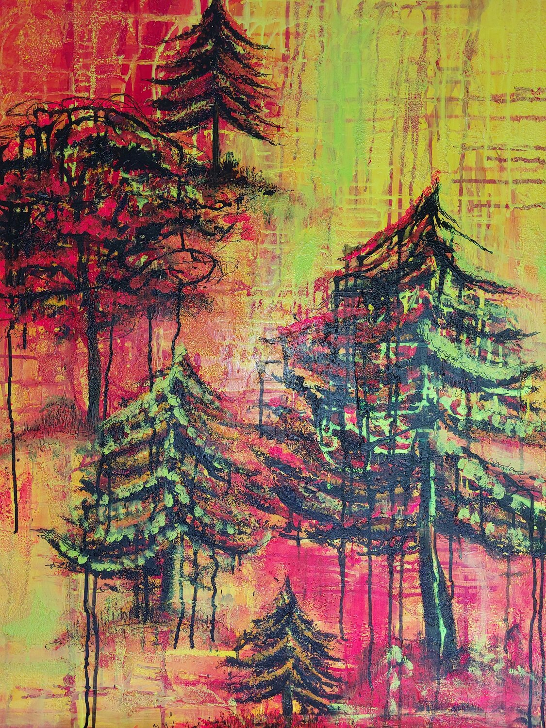 Feuerwald II Marina Burgenmeister Original painting for sale