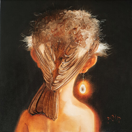 Girl with a egg earring by Nat Pop, Painting for Sale on Select