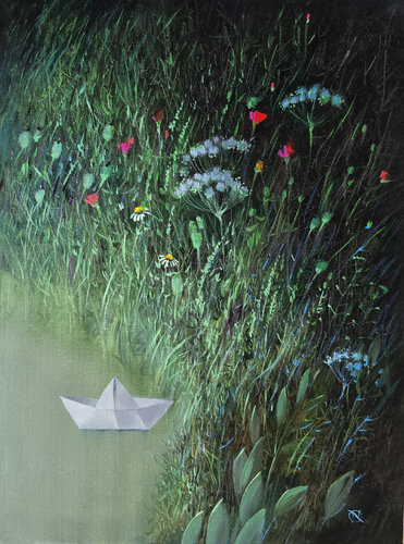 Between Two Shores by Nat Derevyanko, Painting for Sale on Select