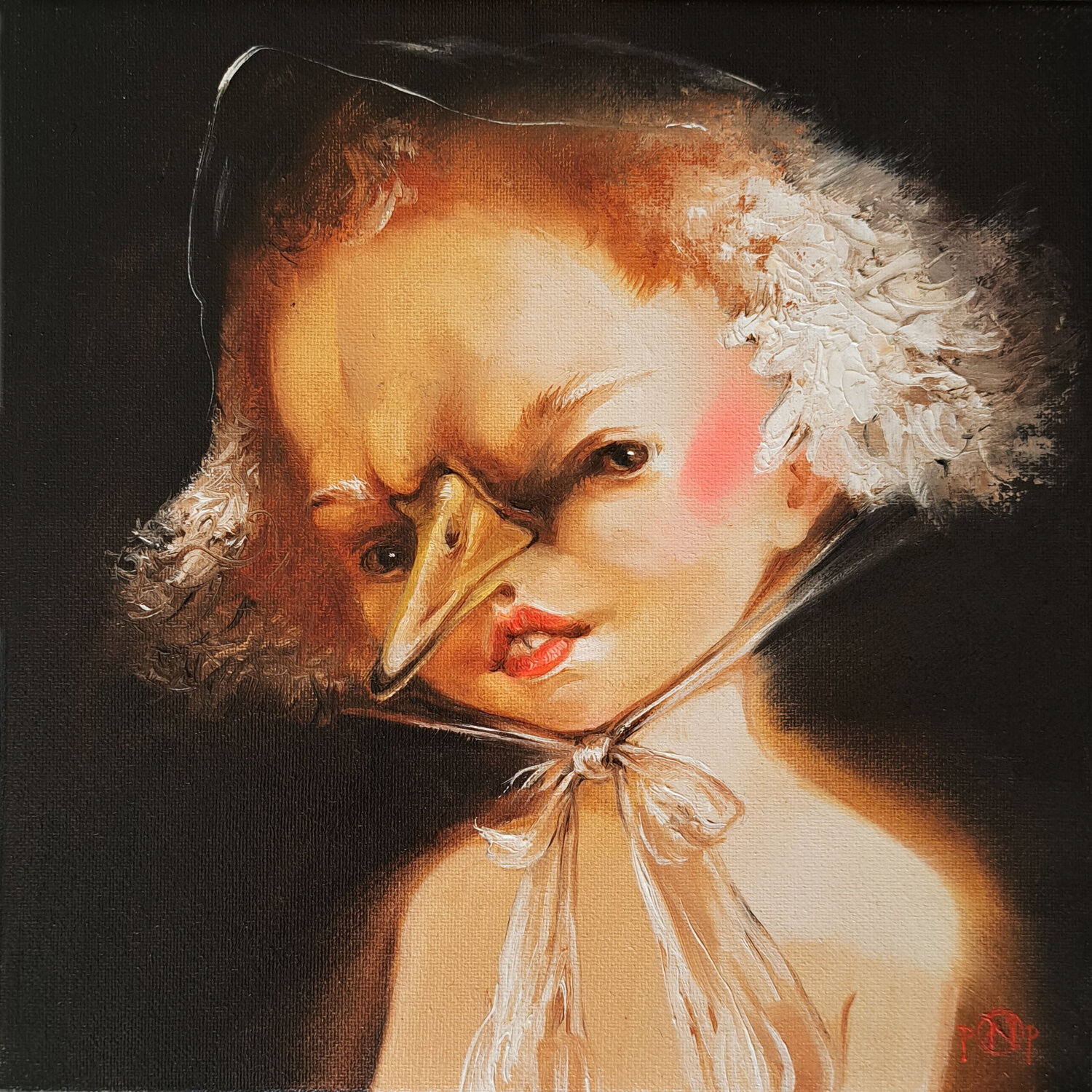 Beak of Innocence. Girl bird project Nat Pop Original painting for sale