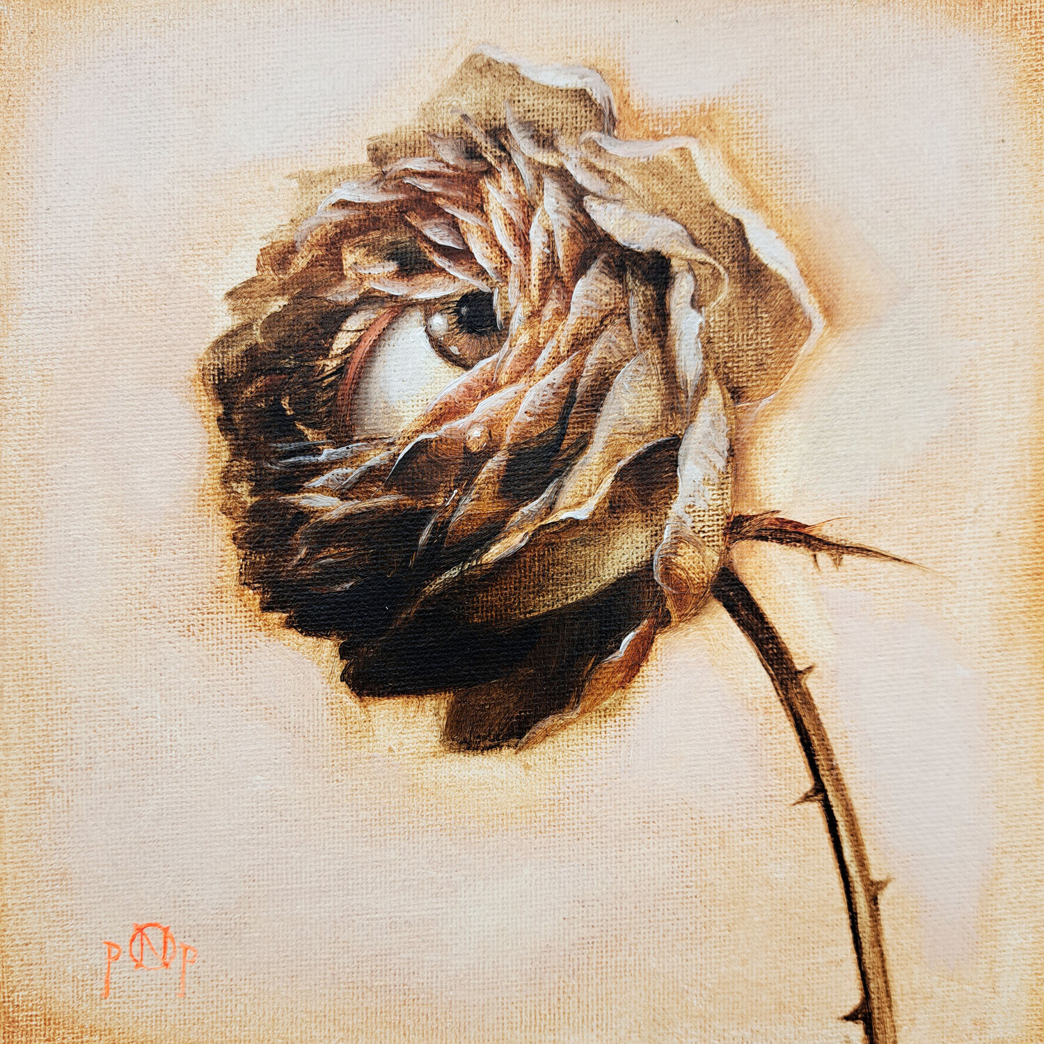 The Watchful Bloom Nat Pop Original painting for sale