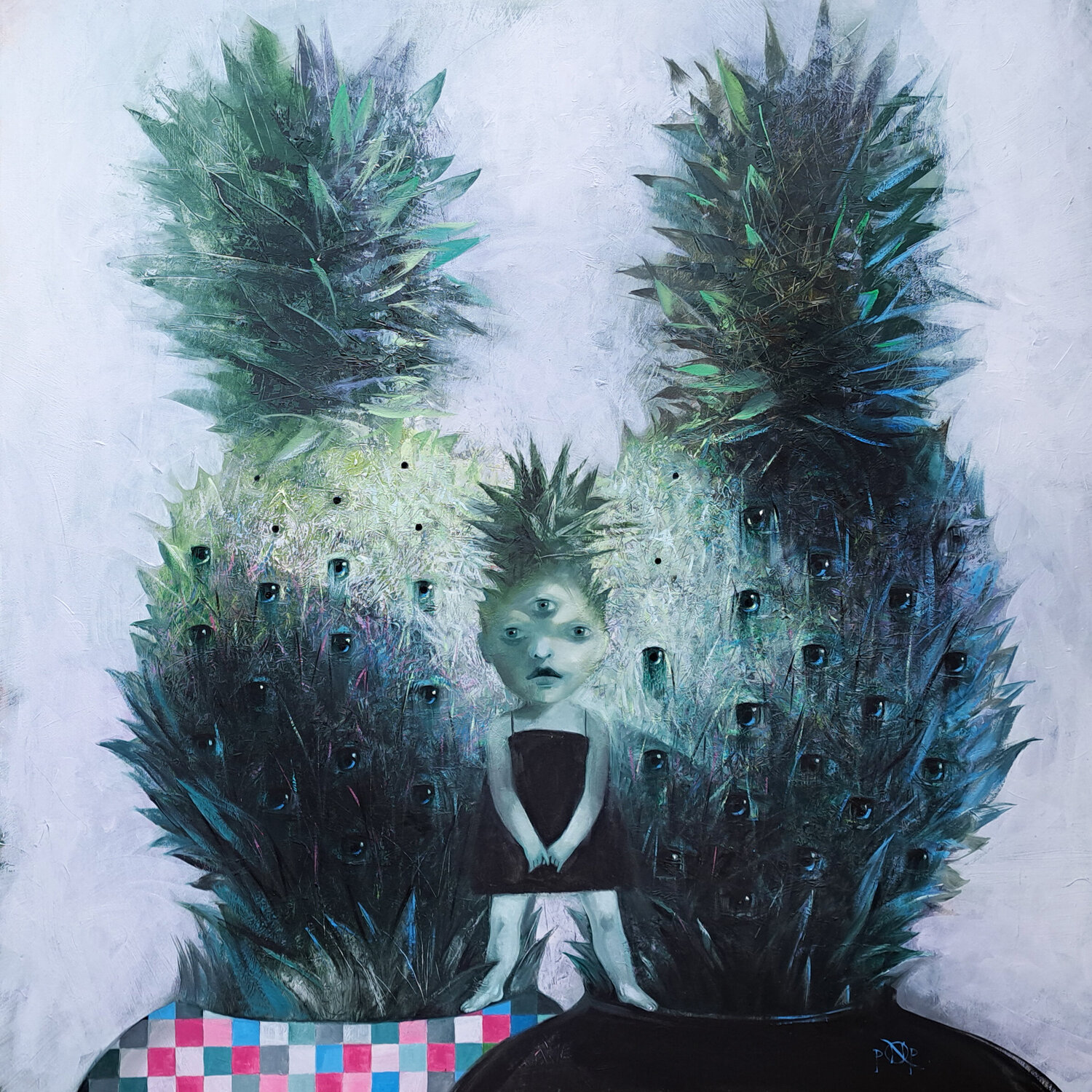 Family Portrait: A Thousand Eyes for Three Naty Pop Original painting for sale