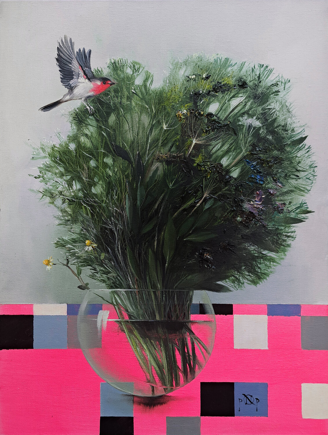 Nature Interrupts the Grid Naty Pop Original painting for sale