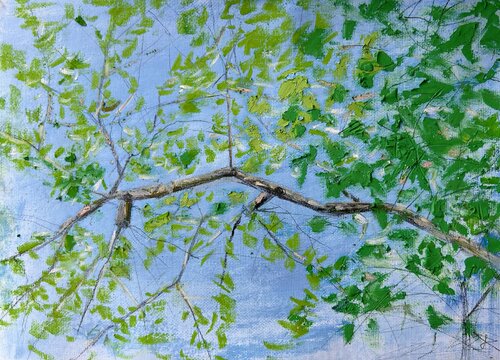 Under the apple tree by Sonja Kalmanfi, Painting for Sale on Select