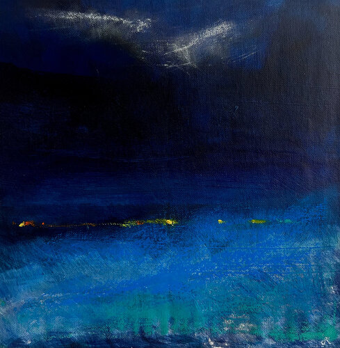 Luci notturne - Castellabate by Sonja Kalmanfi, Painting for Sale on Select