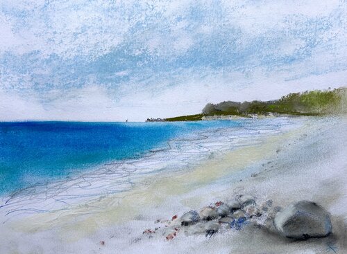 Home by the Sea - Case del Conte by Sonja Kalmanfi, Painting for Sale on Select