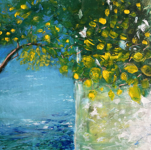 Tra luce e blu - Mediterranean Light by Sonja Kalmanfi, Painting for Sale on Select
