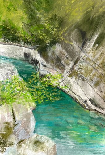 Gole del Calore - In the Heart of Cilento by Sonja Kalmanfi, Painting for Sale on Select