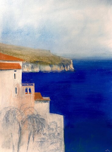 Palinuro blu - Mediterranean Light by Sonja Kalmanfi, Painting for Sale on Select