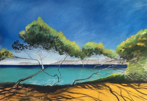 Vista su Capri || - Mediterranean Charm - Punta Licosa by Sonja Kalmanfi, Painting for Sale on Select