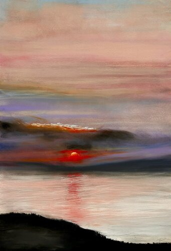 Trentinara - Tramonto su Capri by Sonja Kalmanfi, Painting for Sale on Select