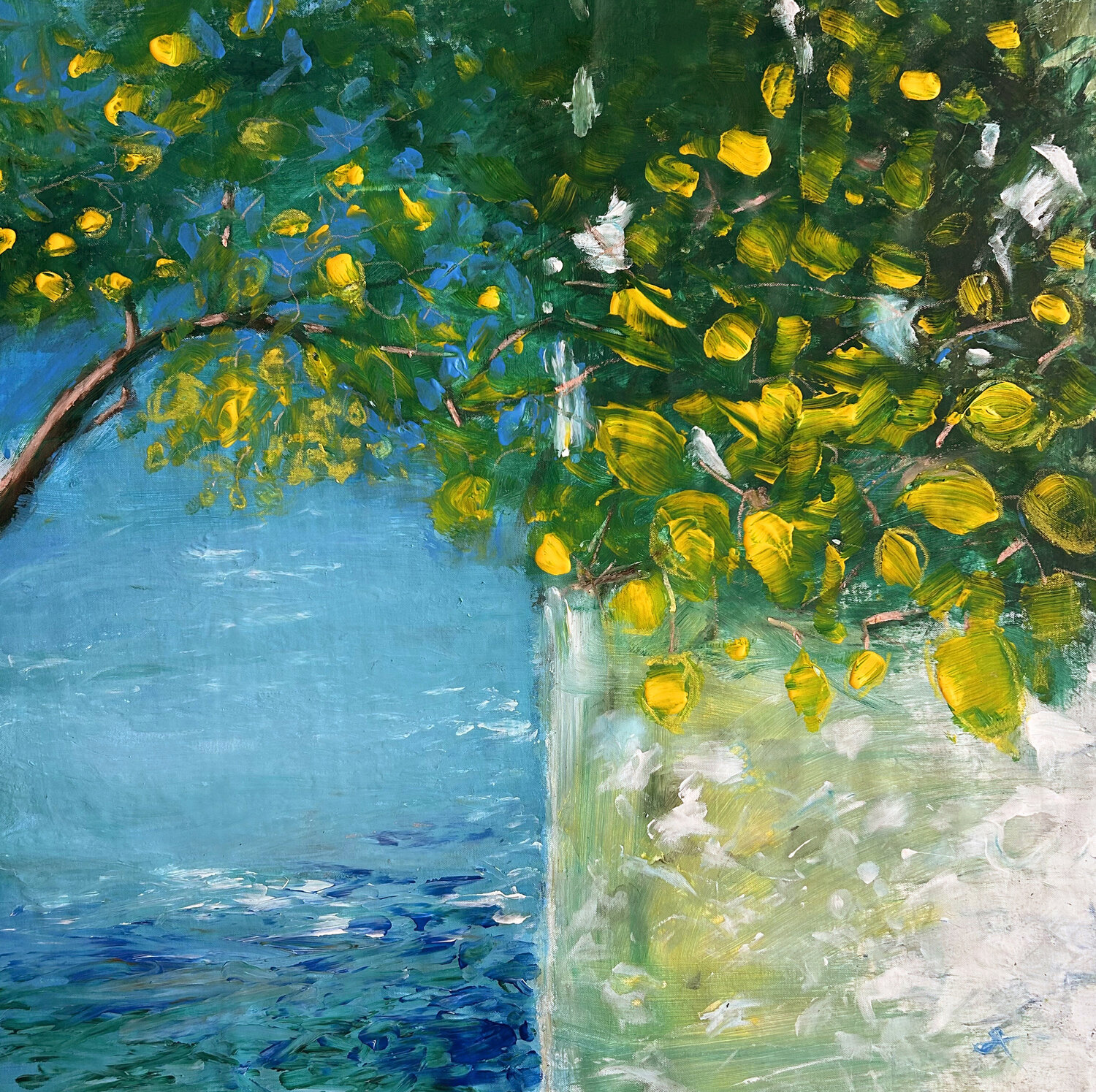 Tra luce e blu - Mediterranean Light Sonja Kalmanfi Original painting for sale