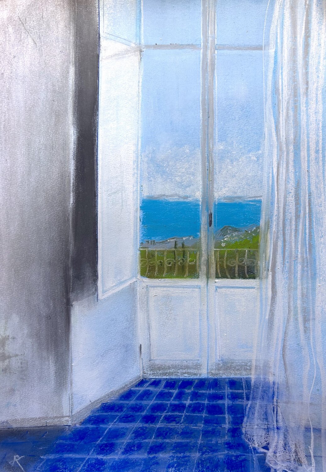 Mediterranean Lightness - Castellabate Sonja Kalmanfi Original painting for sale