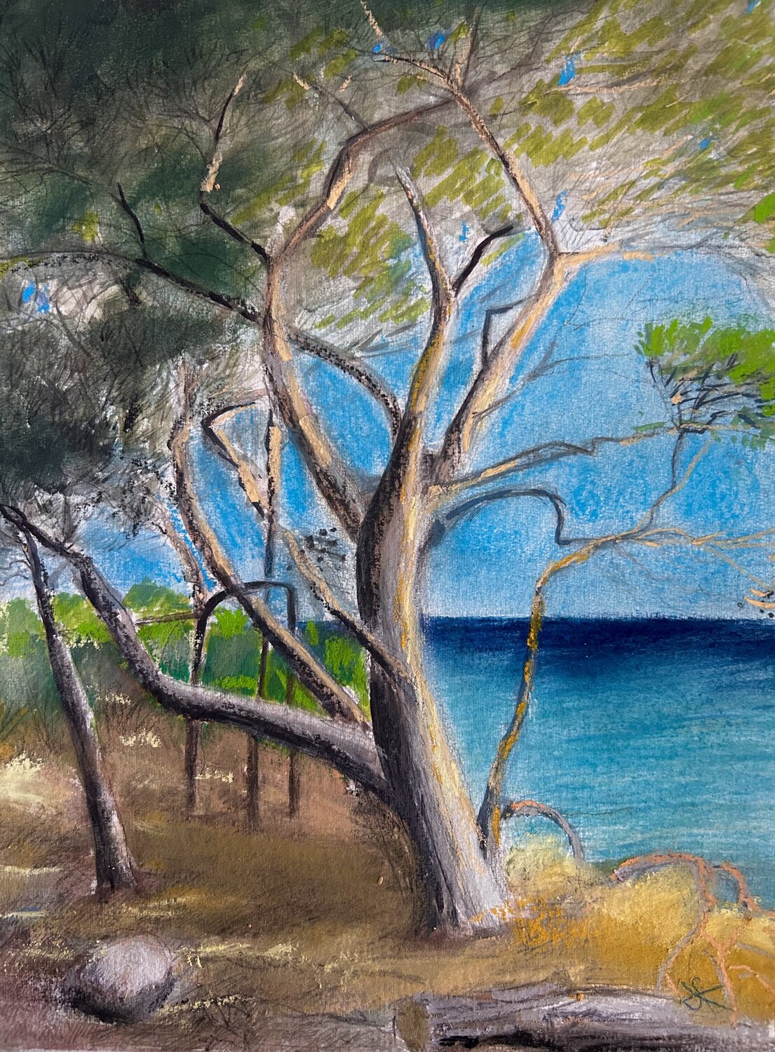 Il Mar Mediterraneo nel pomeriggio - Punta Licosa Sonja Kalmanfi Original painting for sale