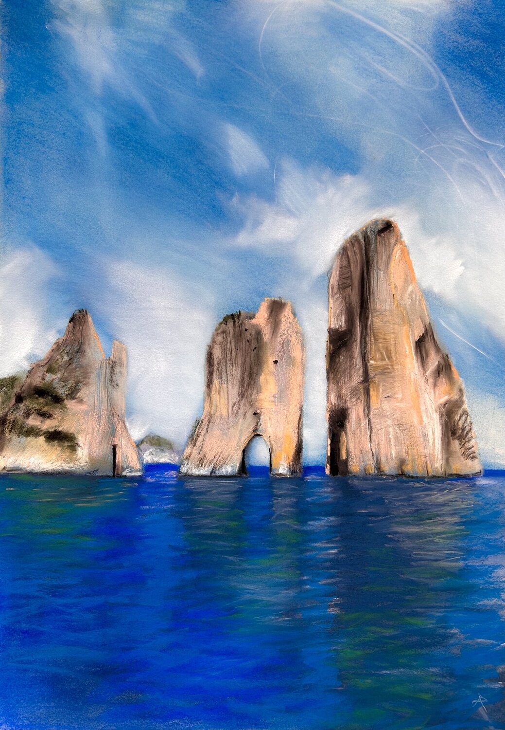 Capri - FARAGLIONI Sonja Kalmanfi Original painting for sale