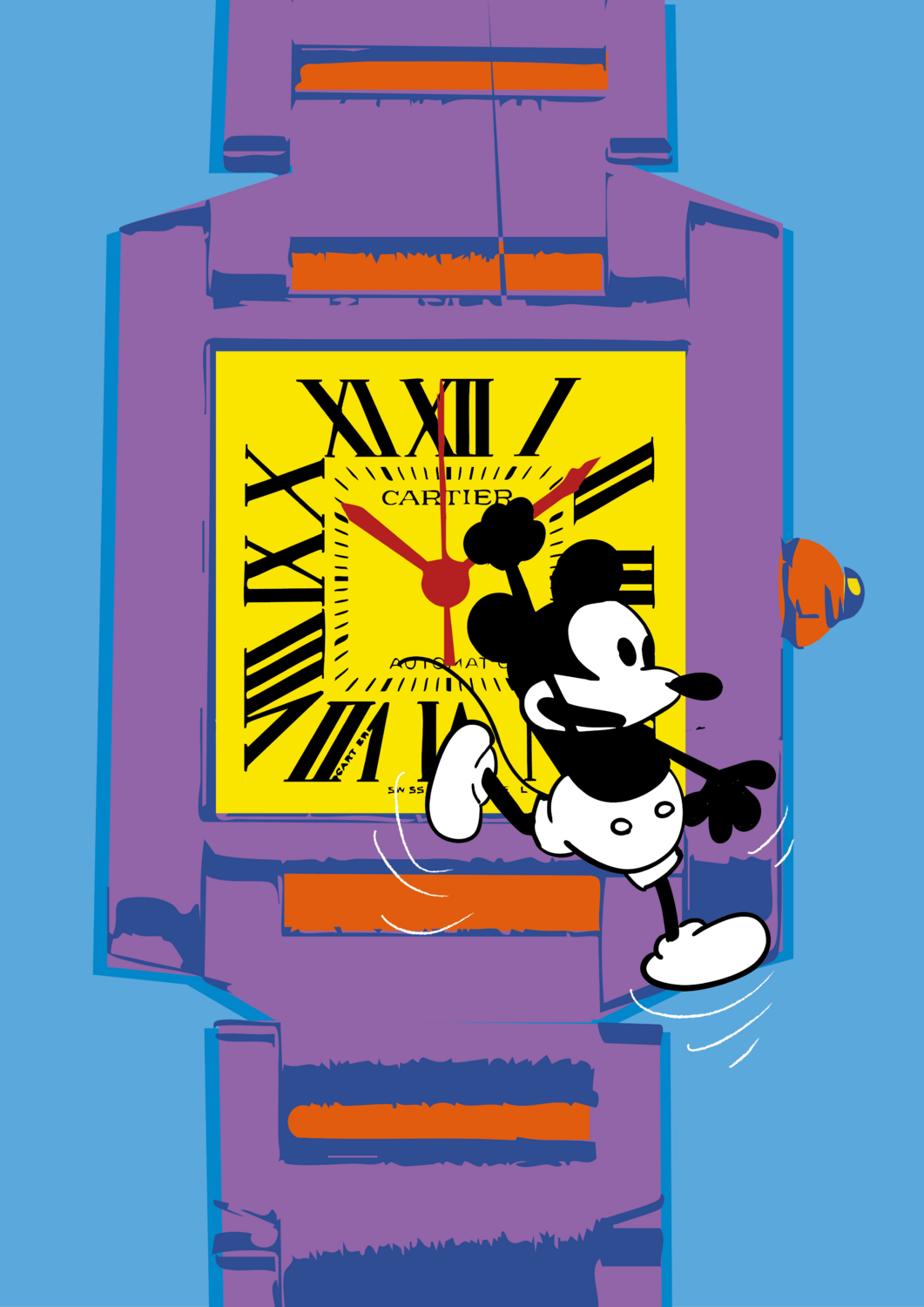 Cartier Mickey Yellow Olaf Neumann Original painting for sale