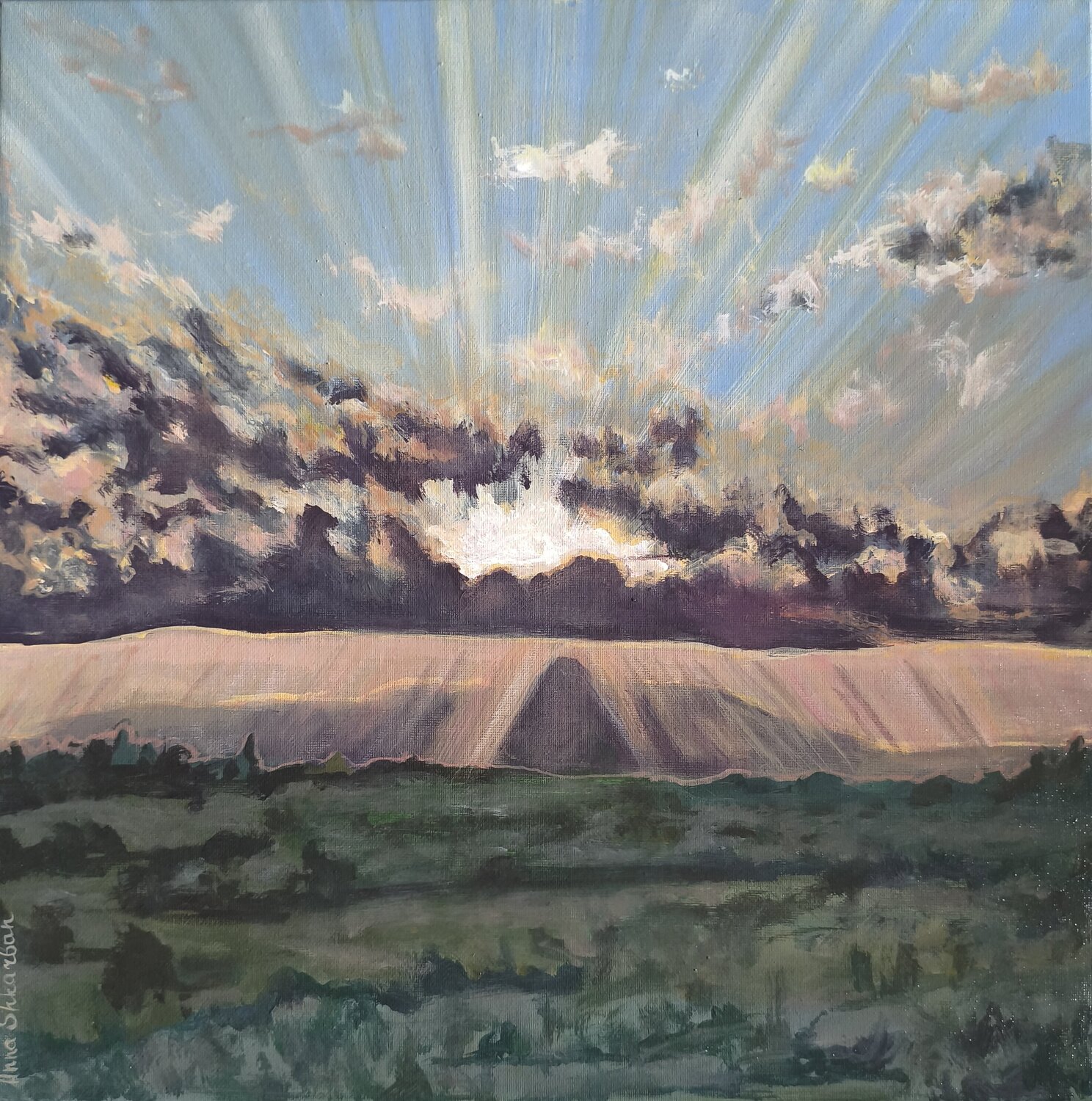 Light Beyond the Horizon Anna Shkarban Original painting for sale