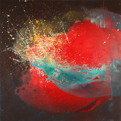 Abstrakt-Rot-Türkis by Tanja Robisch, Painting for Sale on Select