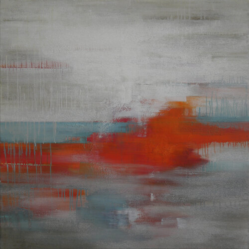 Asche Rot Türkis by Tanja Robisch, Painting for Sale on Select