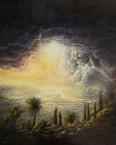 Ruins Before the Storm – Dramatic Landscape Painting by Alla Ostrovsky, Painting for Sale on Select