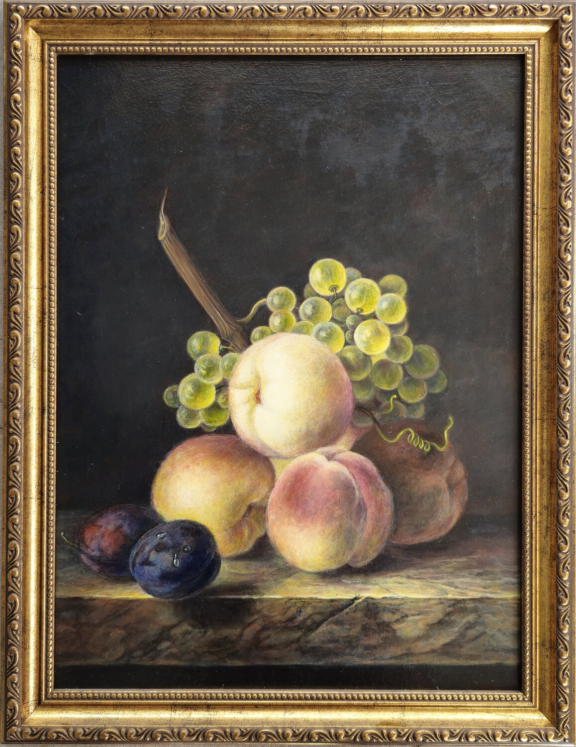 Peaches and Grapes – Classic Still Life Alla Ostrovsky Original painting for sale