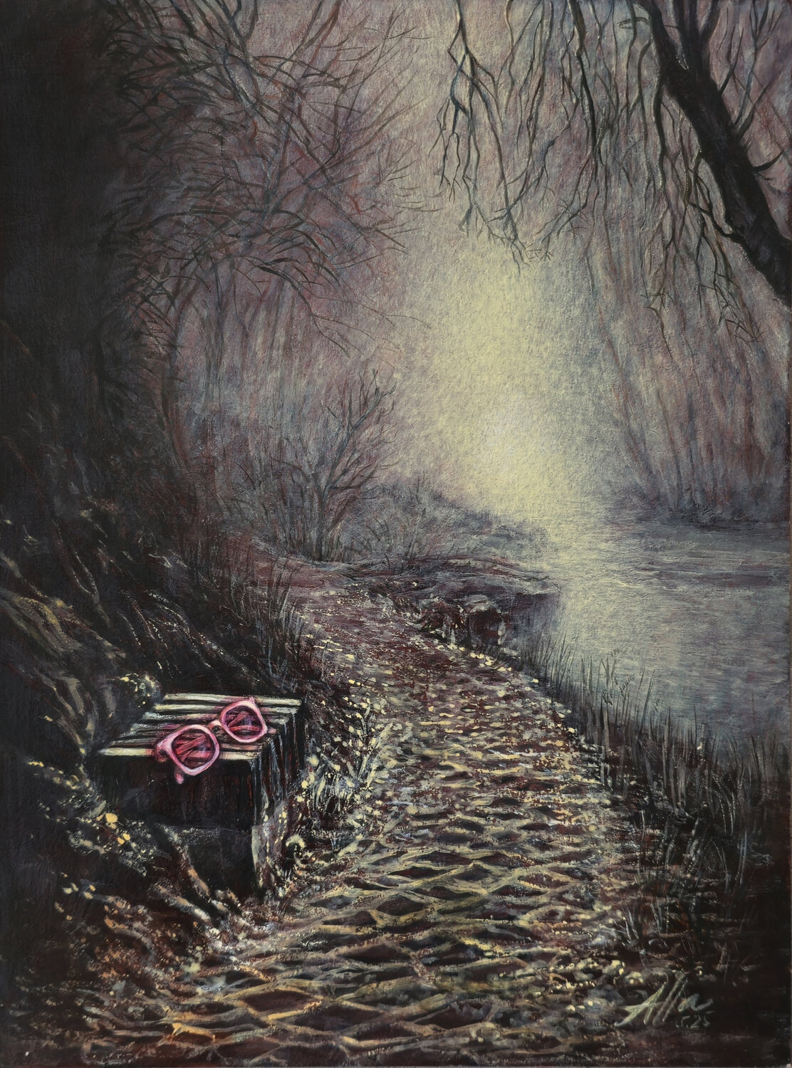 Abandoned by the River Path Alla Ostrovsky Original painting for sale