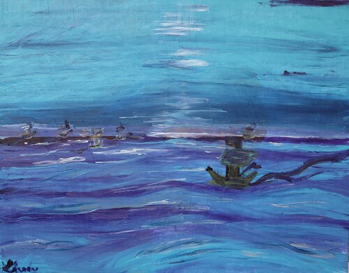 Horizon of Silk and Sapphire by Lhandy, Painting for Sale on Select