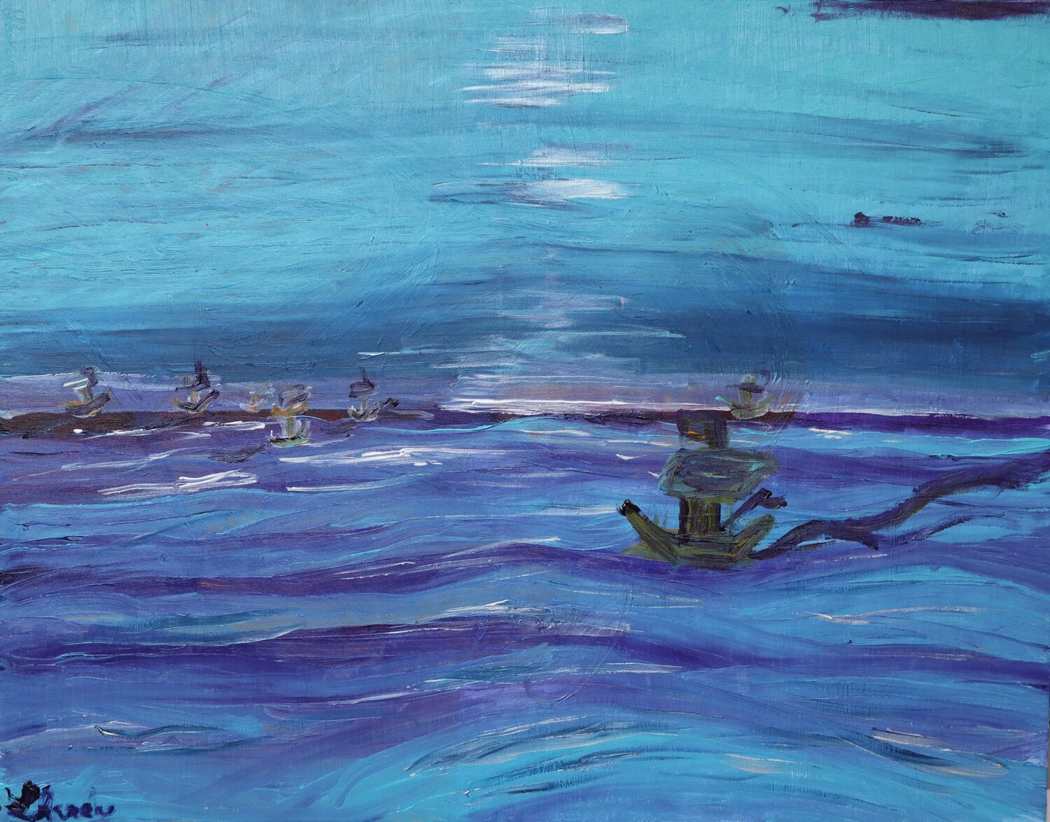 Horizon of Silk and Sapphire Lhandy Original painting for sale