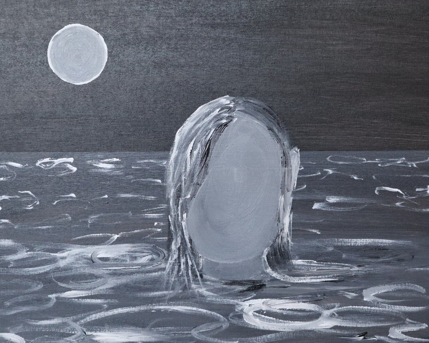 Alone - Surrealistic Seascape Lhandy Original painting for sale