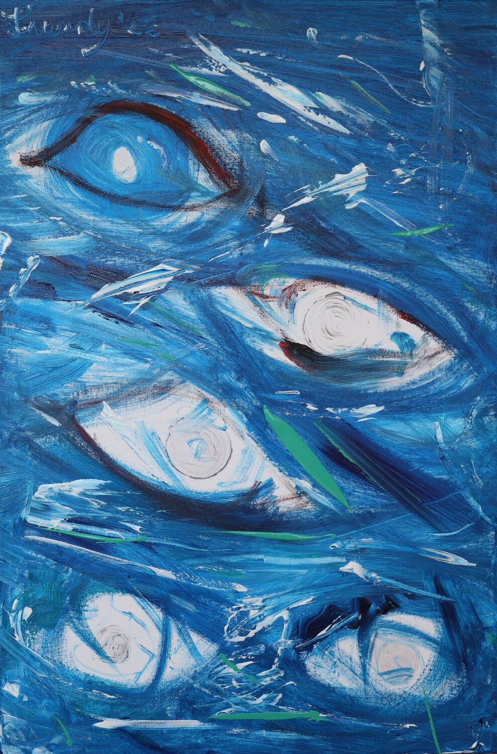 Abstract Blue Lhandy Original painting for sale