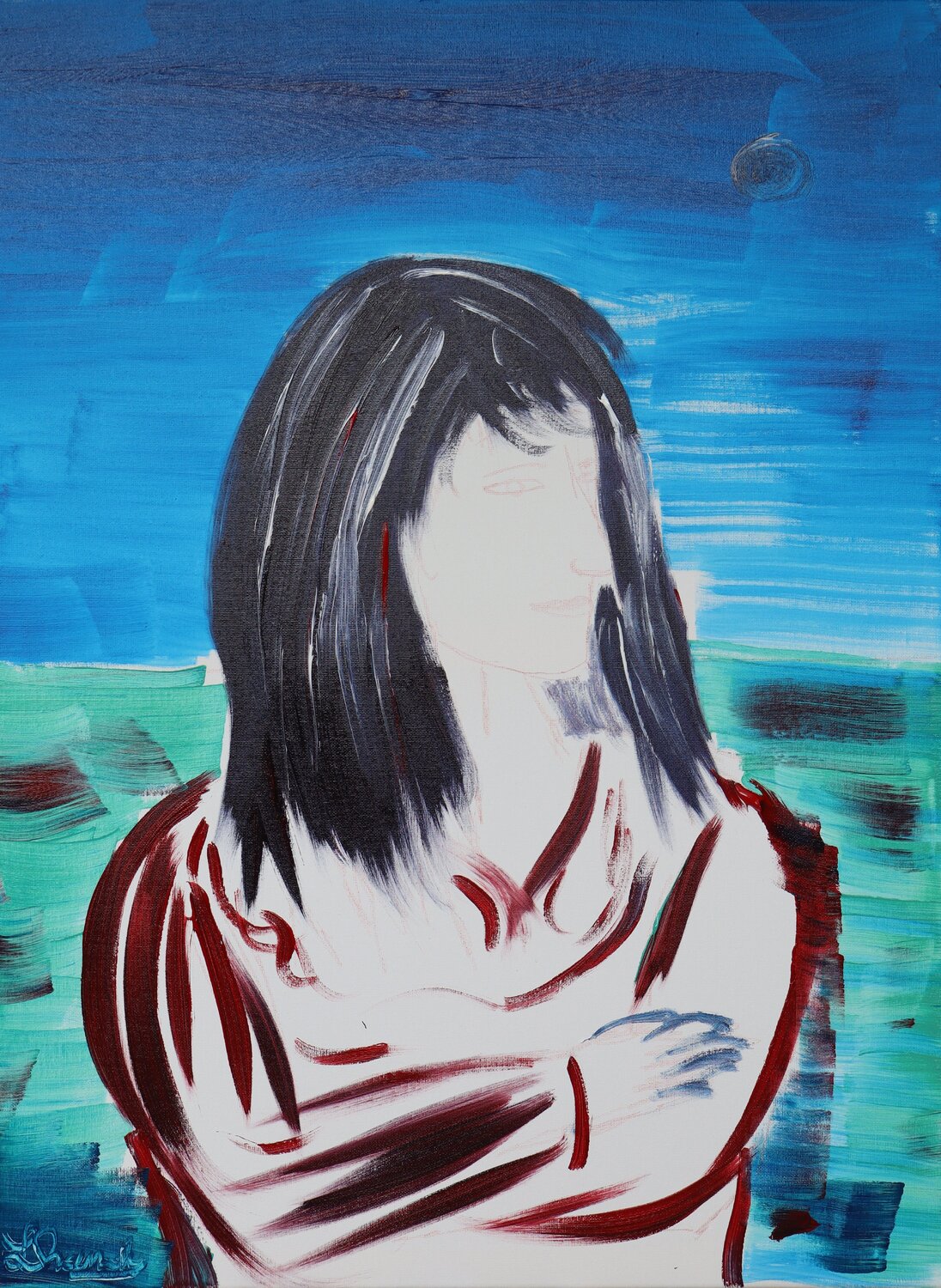 Brunette in the sky Lhandy Original painting for sale