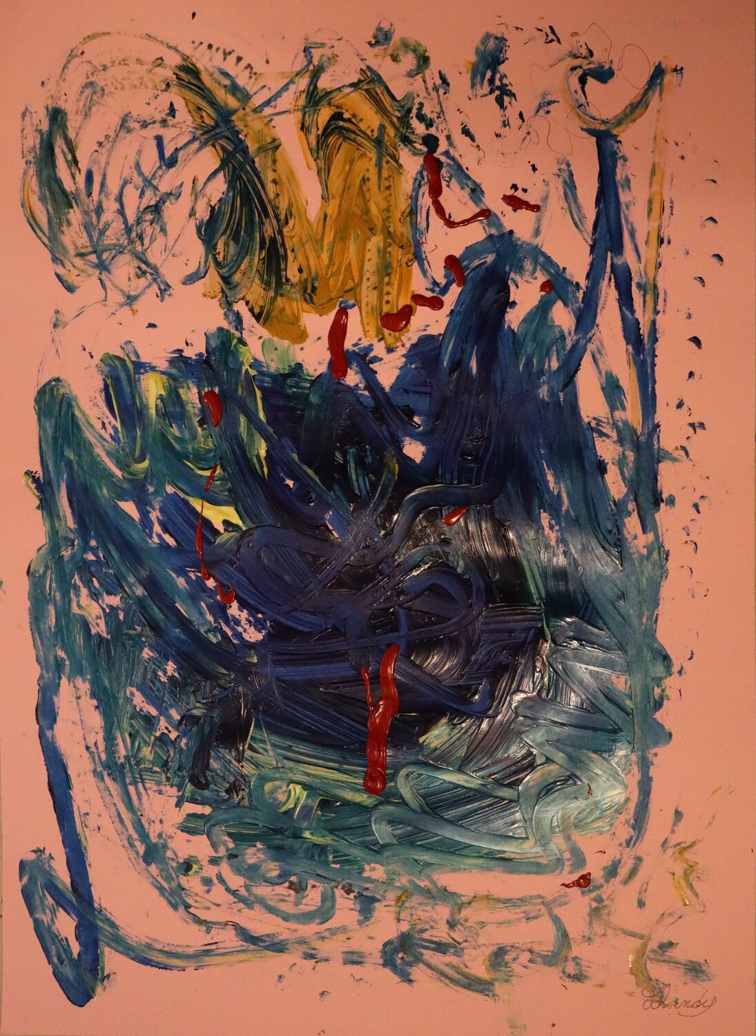 Dramatic Joy - Abstract Acrylic On Paper Lhandy Original painting for sale