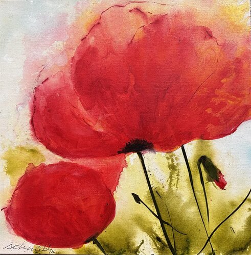Mohn in Rot by Tanja Schnabl, Painting for Sale on Select