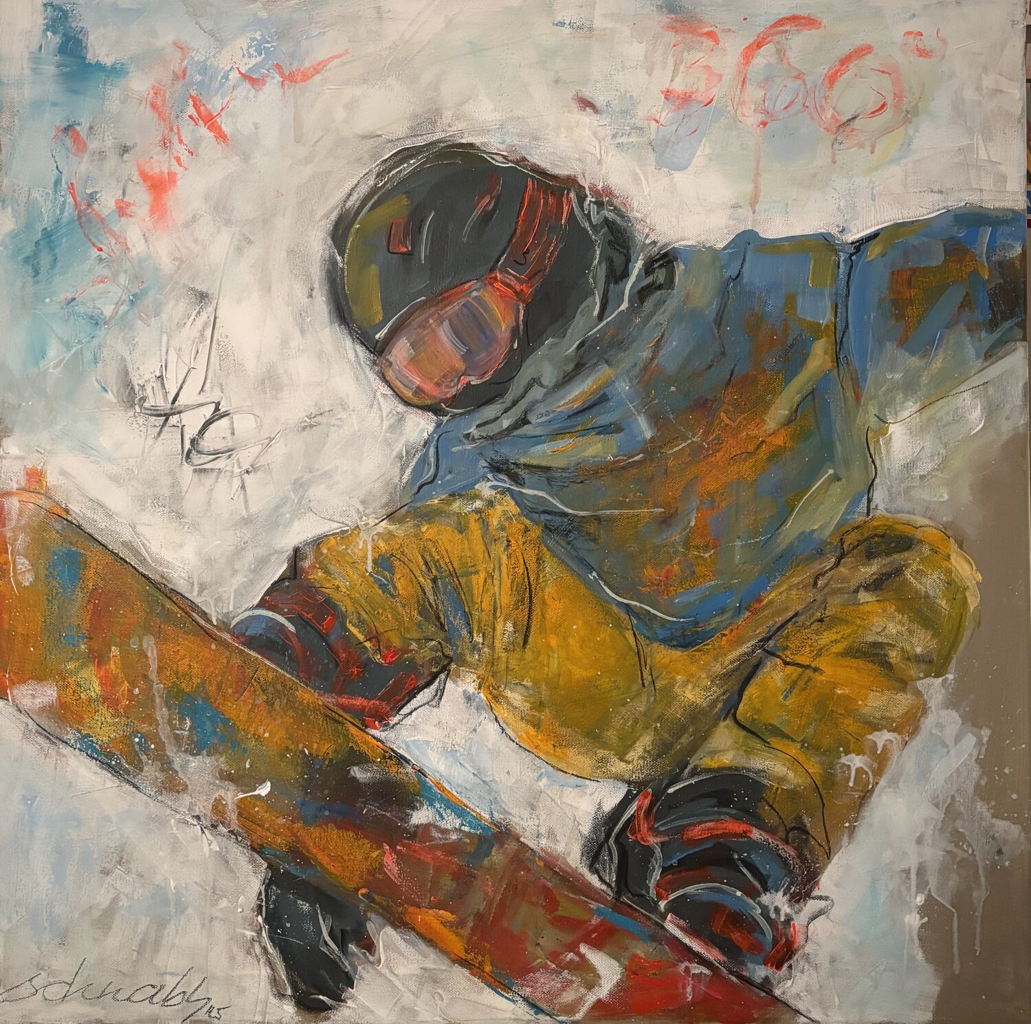 Snowboard II Tanja Schnabl Original painting for sale