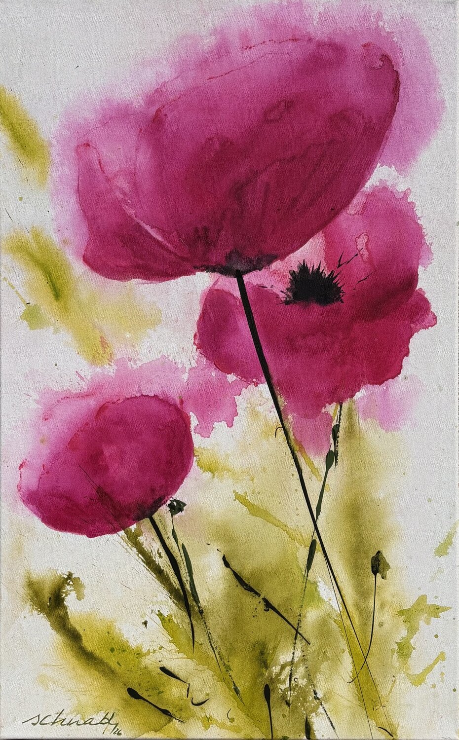 Mohn in Magenta Tanja Schnabl Original painting for sale