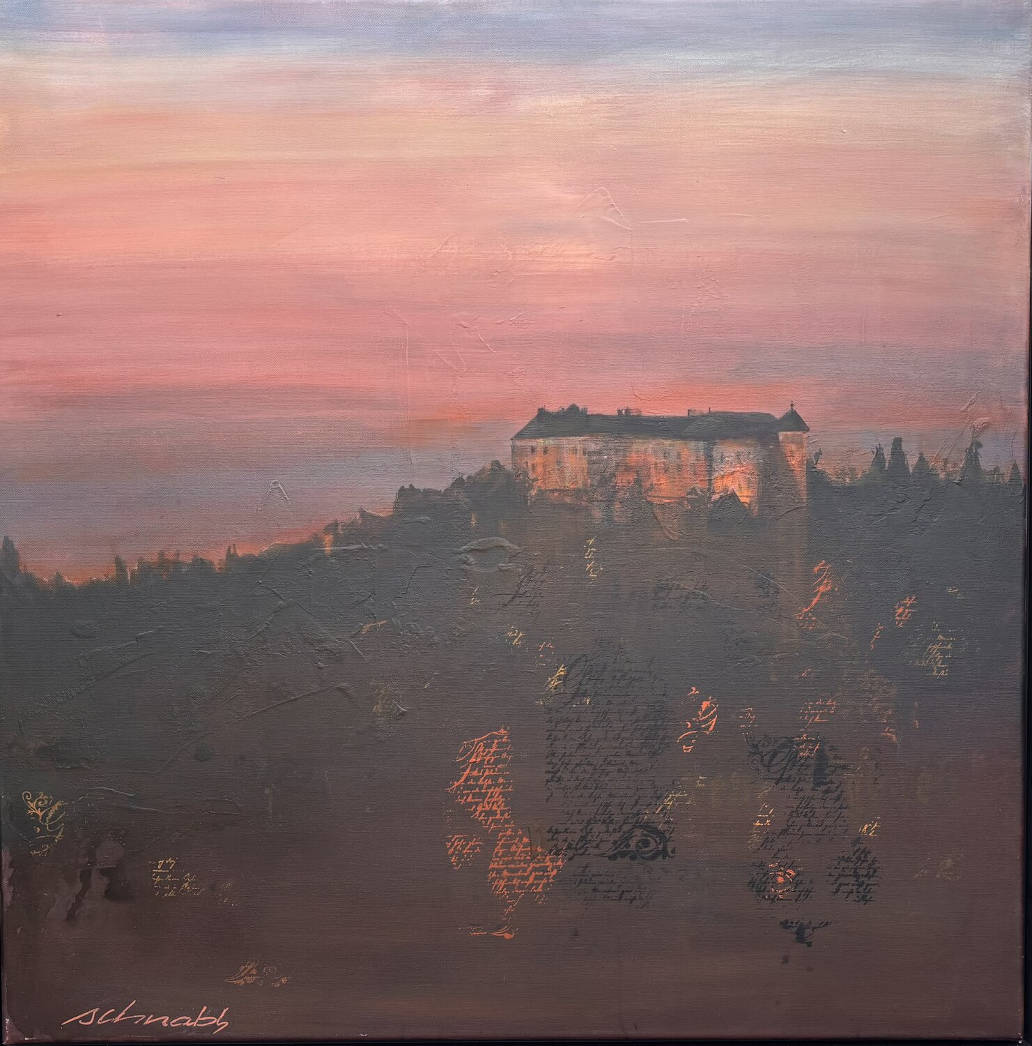 Burg Neulengbach - Abendstimmung im Wienerwald Tanja Schnabl Original painting for sale