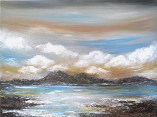 Sonne hinter den Bergen by Marta Morgen, Painting for Sale on Select