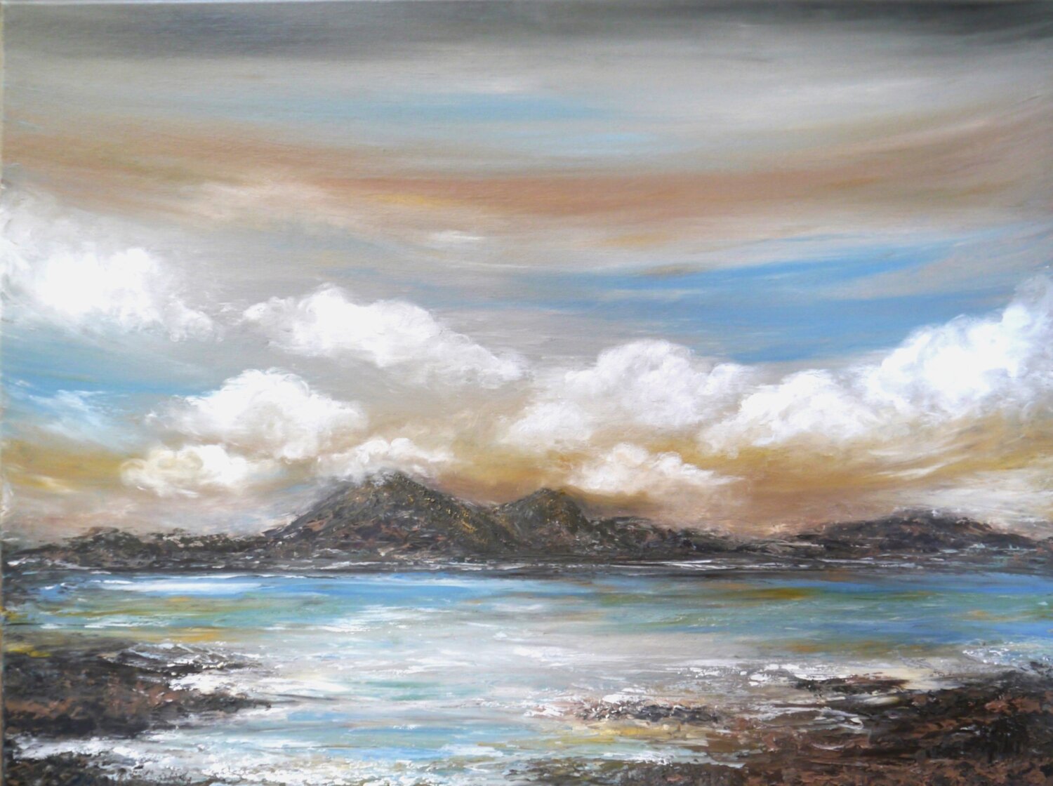 Sonne hinter den Bergen Marta Morgen Original painting for sale