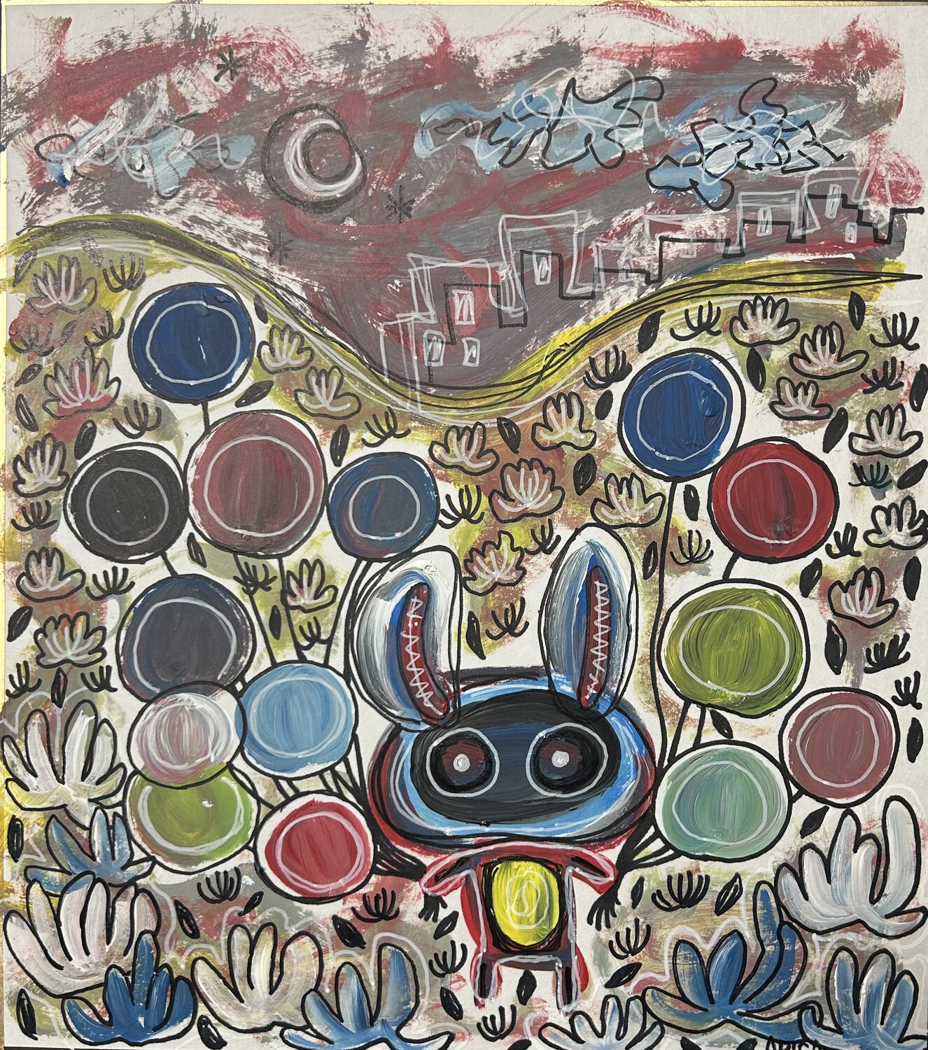 ウサギと風船 アリサ オオツカ Original painting for sale