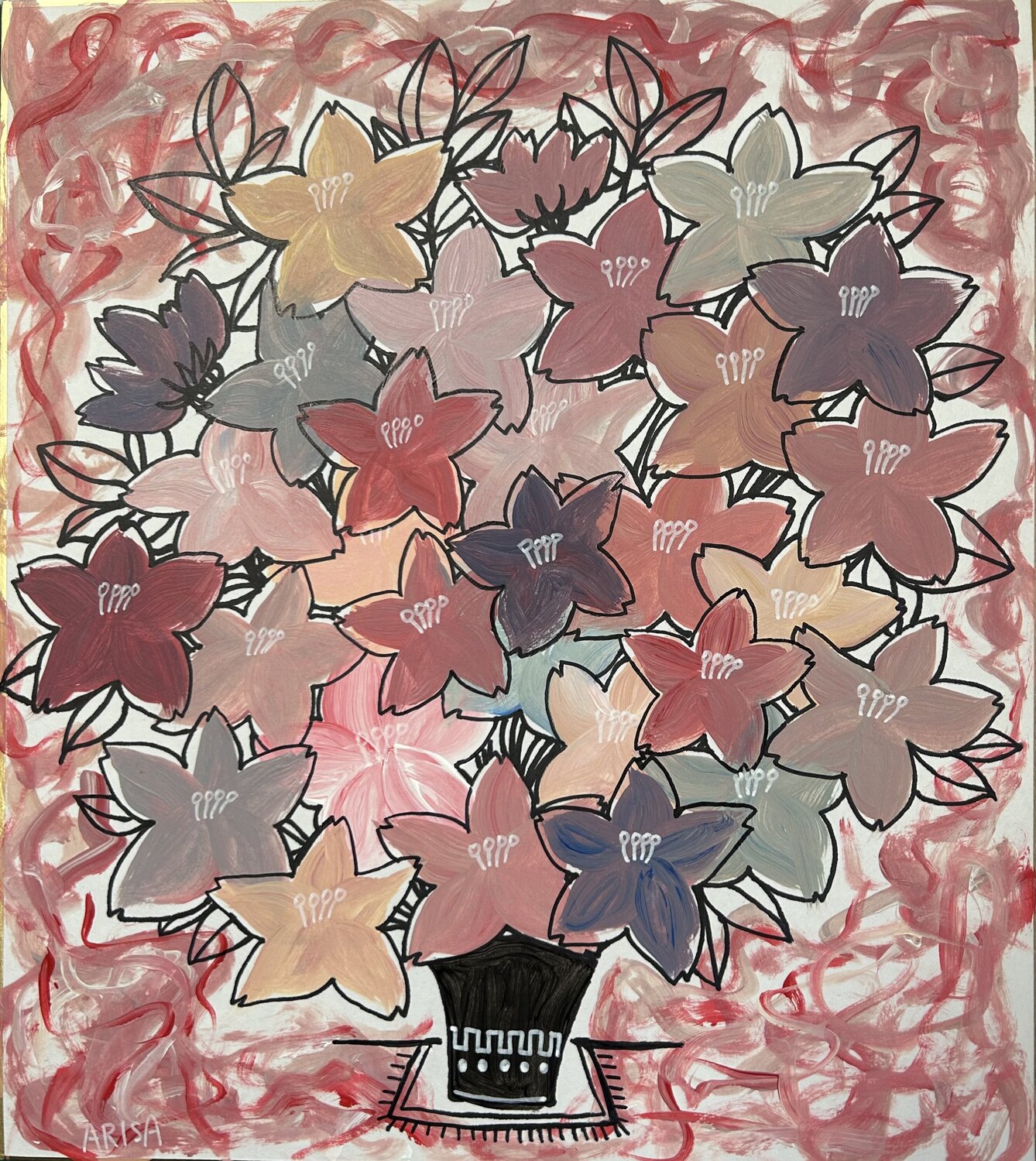 桜花瓶B アリサ オオツカ Original painting for sale