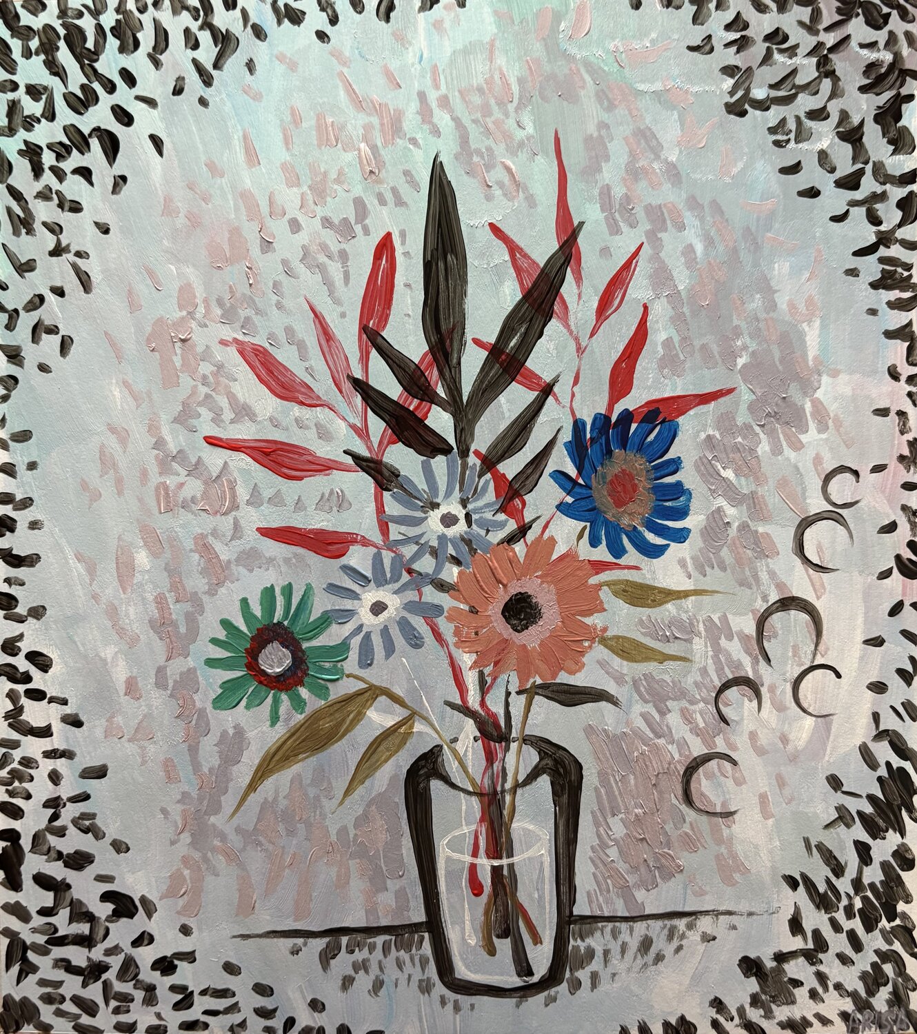 ガラスコップの花 アリサ オオツカ Original painting for sale