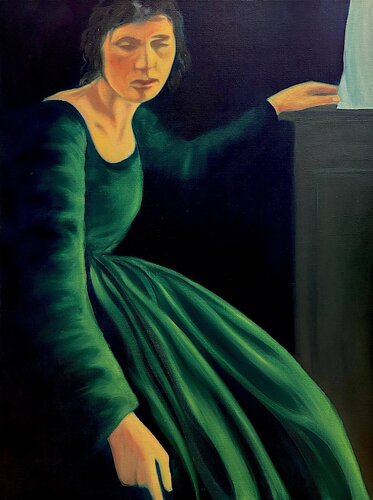 Lady In Green by walter dermul, Painting for Sale on Select