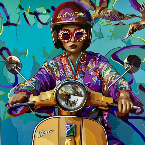 Golden Sakura Ride by Nana Artamonova, Painting for Sale on Select