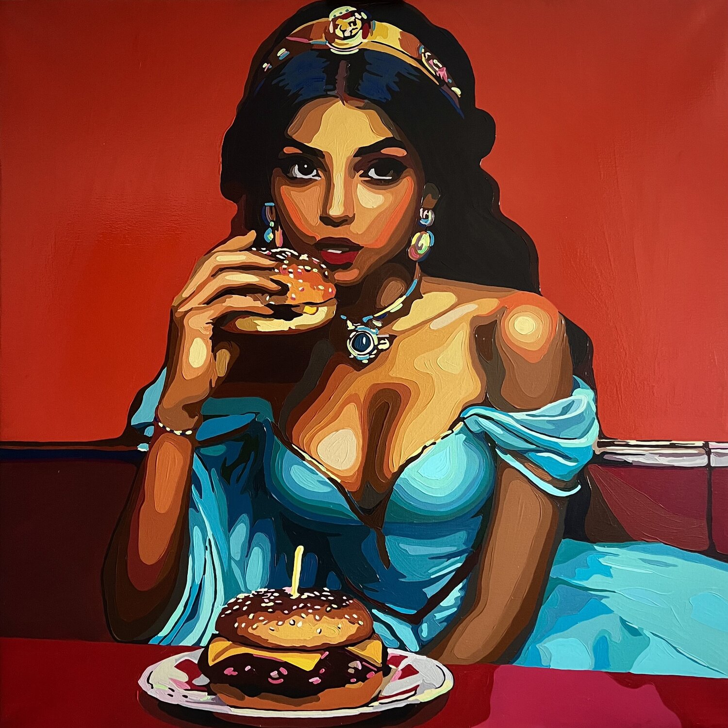 Burgers Instead of Palaces Nana Artamonova Original painting for sale