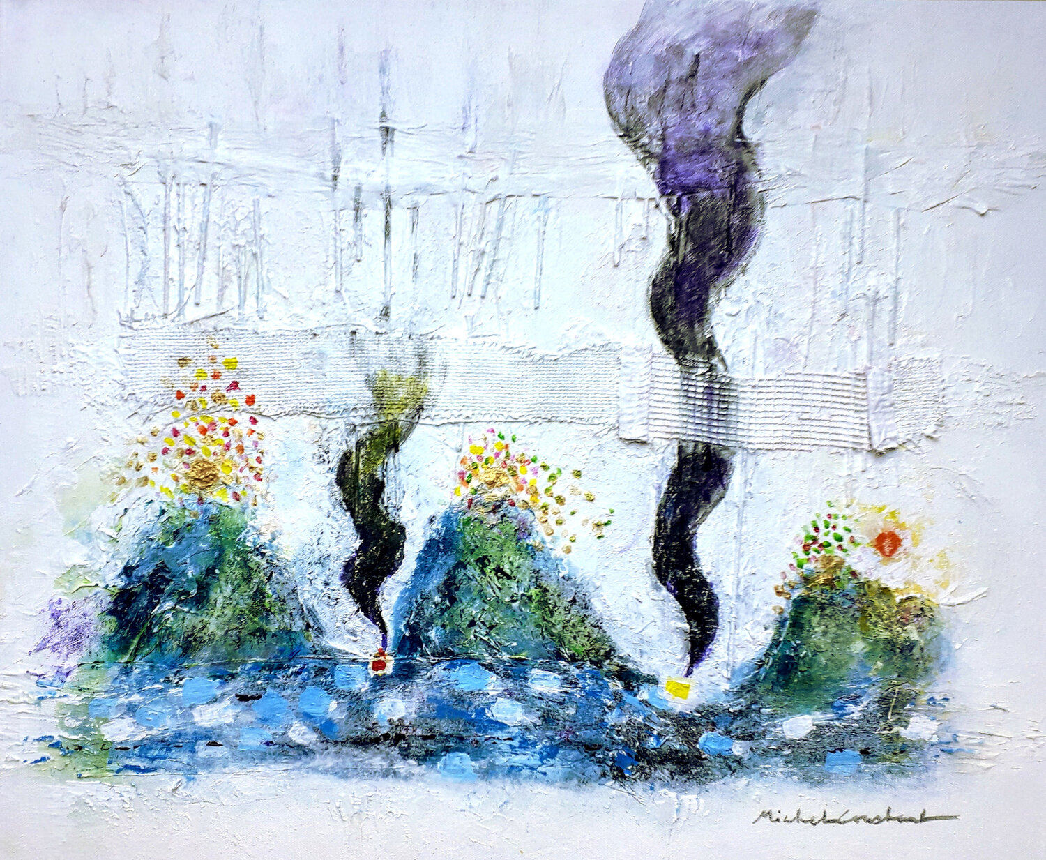 Covid et écouvillons Michel Constant Original painting for sale