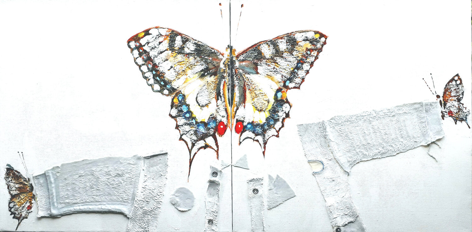 Papillon Psyché et Eros Michel Constant Original painting for sale