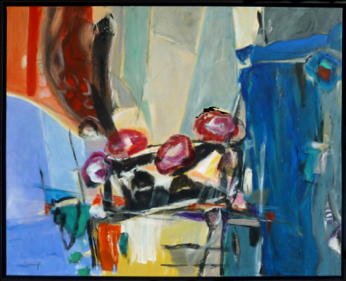 STILLLEBEN MIT SCHWARZER SCHALE by Brigitte Struif, Painting for Sale on Select
